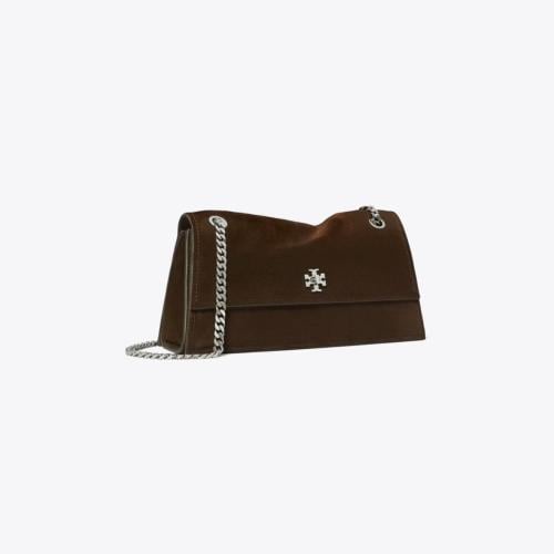 KIRA TURNLOCK SUEDE SHOULDER BAG - TORY BURCH