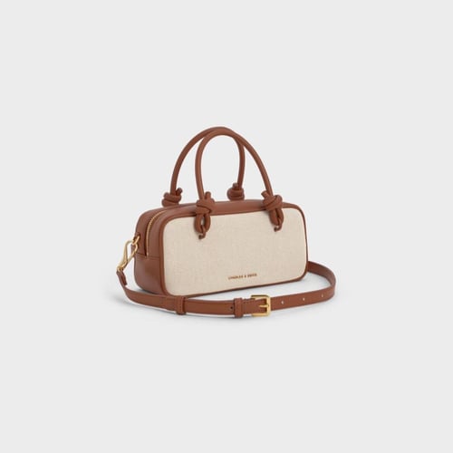 Sammie Canvas Knotted-Handle Elongated Bag - Taupe...
