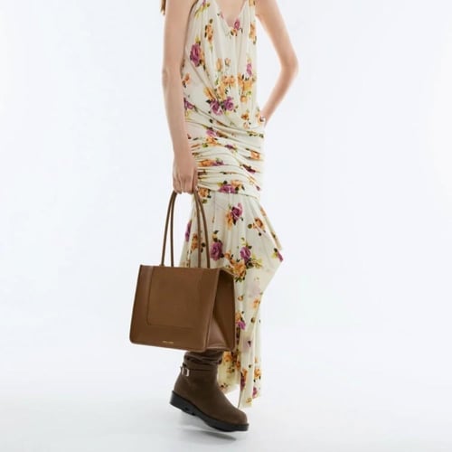 Daylla Suede Tote Bag Mocha Brown - Charles and Ke...