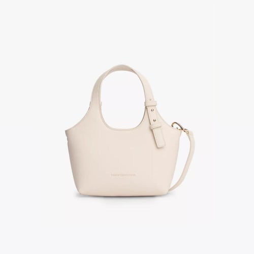 Metallic Logo Pebbled Mini Tote Bag - Tommy Hilfig...