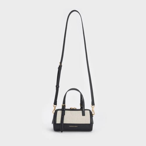 Enola Canvas Two-Tone Bowling Bag Black - Charles...