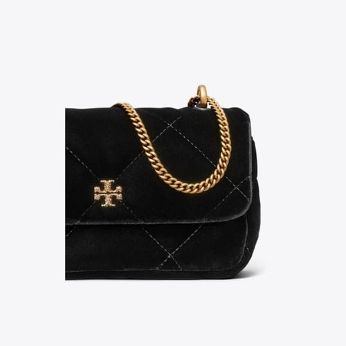 KIRA TURNLOCK SUEDE SHOULDER BAG - TORY BURCH