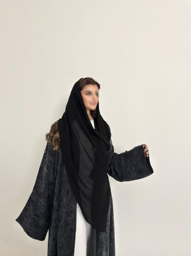 عباية حرير جاكار تركي دبل فيس