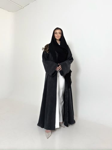 عباية حرير جاكار تركي دبل فيس