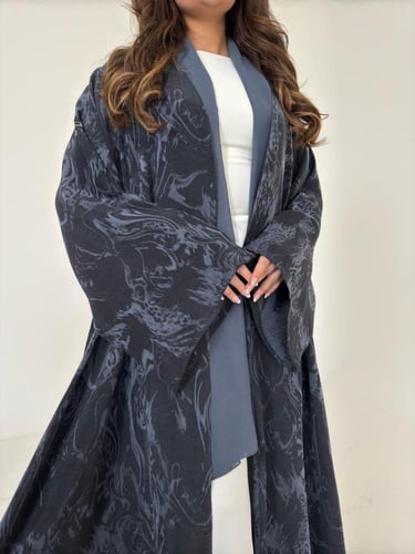 عباية حرير جاكار تركي كحلي قصة نص كلوش