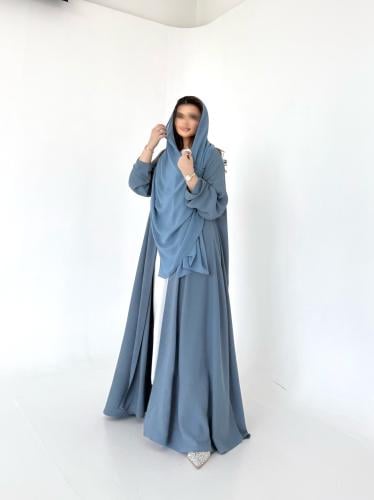 عباية كريب خفيف سماوي