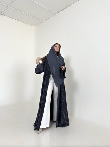 عباية حرير جاكار تركي كحلي قصة نص كلوش