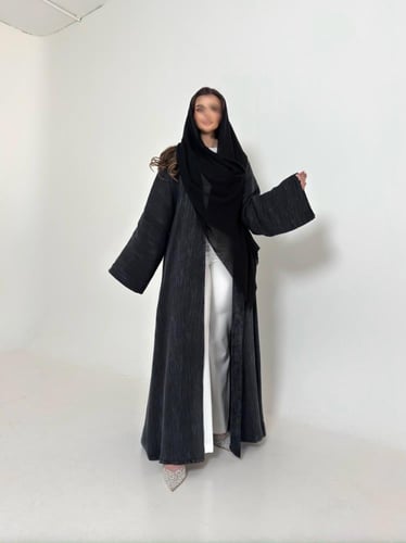 عباية حرير جاكار تركي دبل فيس