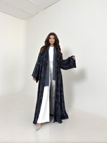 عباية حرير جاكار تركي كحلي قصة نص كلوش