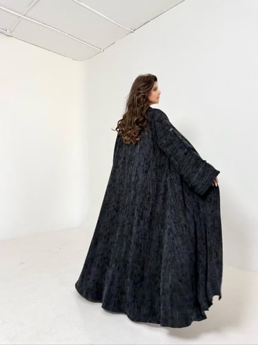 عباية حرير جاكار تركي دبل فيس