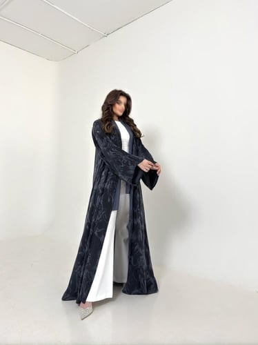 عباية حرير جاكار تركي كحلي قصة نص كلوش