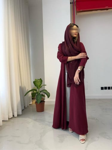 عباية كريب عنابي قصة كلوش