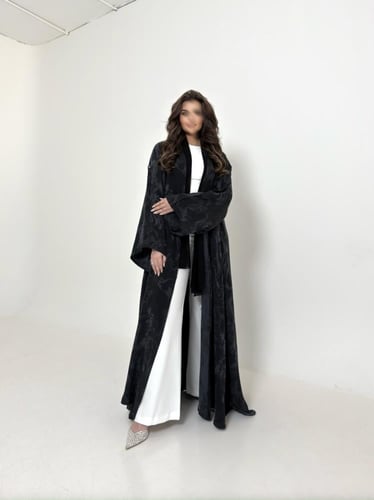 عباية حرير جاكار تركي أسود قصة نص كلوش