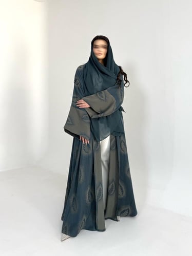 عباية جاكار تركي مقصب فيروزي