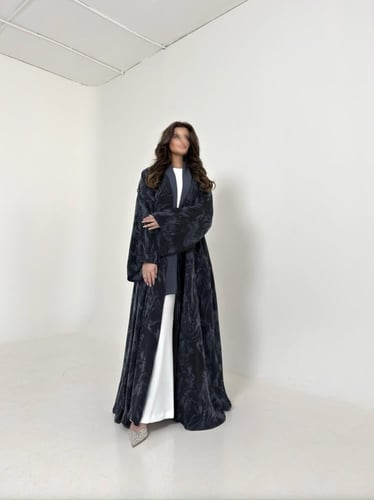 عباية حرير جاكار تركي كحلي قصة نص كلوش