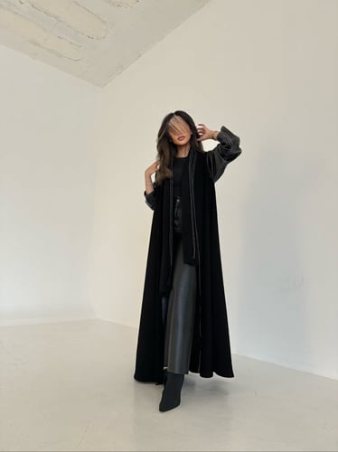 عباية جاكار أكمام جلد قصة كلوش