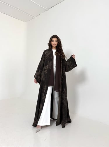 عباية حرير جاكار تركي بني قصة نص كلوش