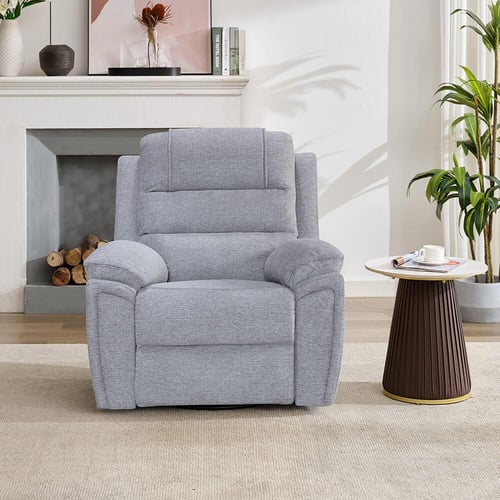 كرسي إسترخاء هزاز دوار 6081 يدوي رصاصي فاتح