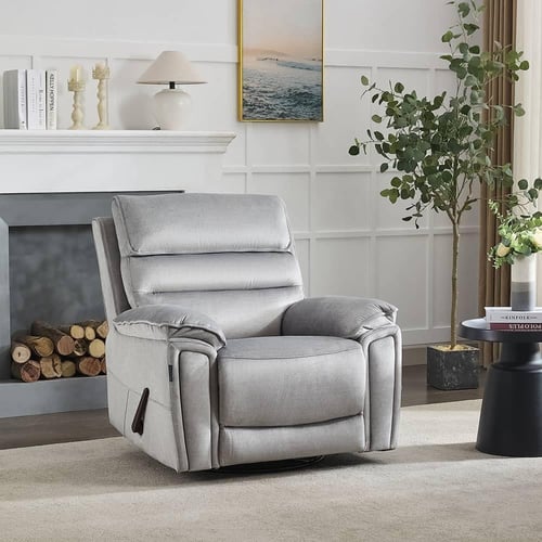 كرسي إسترخاء هزاز دوار 6059 يدوي رصاصي فاتح