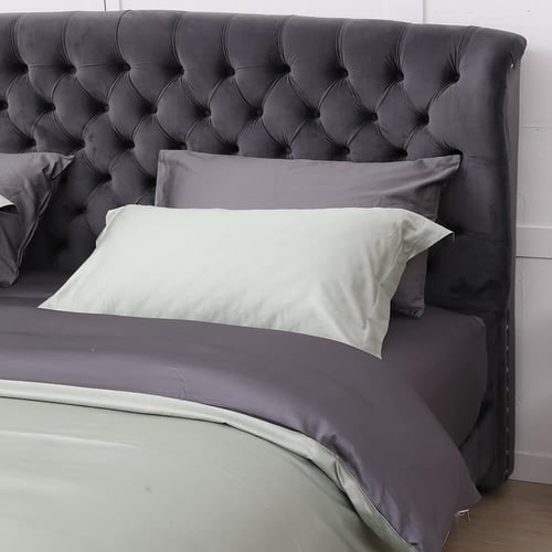 طقم لحاف 7 قطع نفرين فندقي فاخر اخضر فاتح و رصاصي