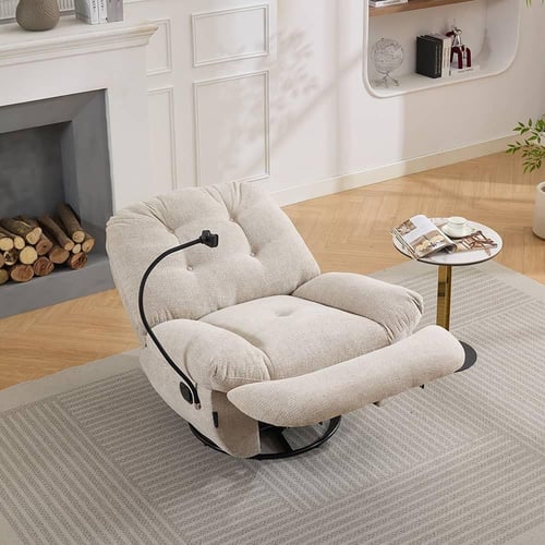 كرسي إسترخاء هزاز دوار كلاسيك 6069B مع حامل هاتف ب...