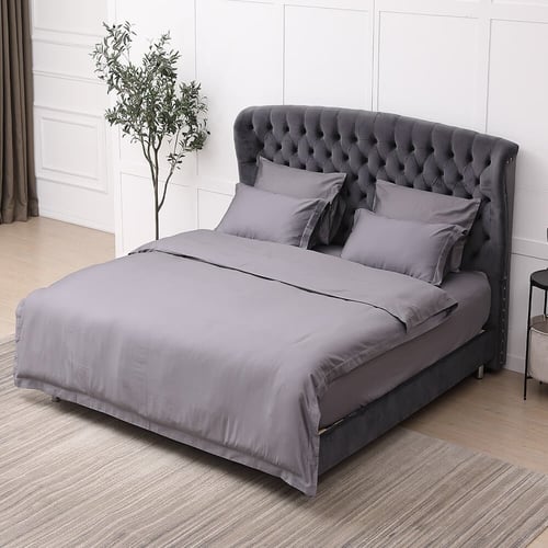 طقم لحاف 7 قطع نفرين فندقي فاخر رصاصي