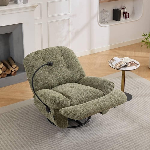 كرسي إسترخاء هزاز دوار كلاسيك 6069B مع حامل هاتف ز...