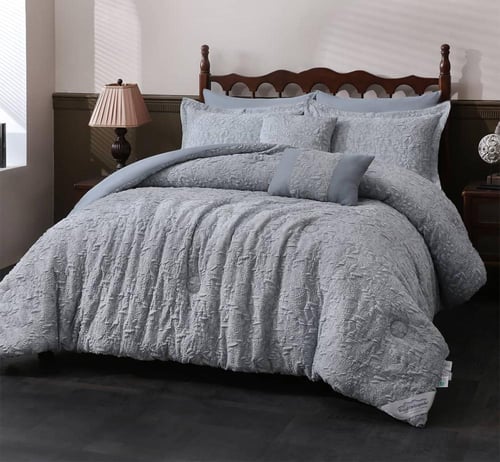 طقم لحاف 8 قطع جاكار كينج قطن فاخر