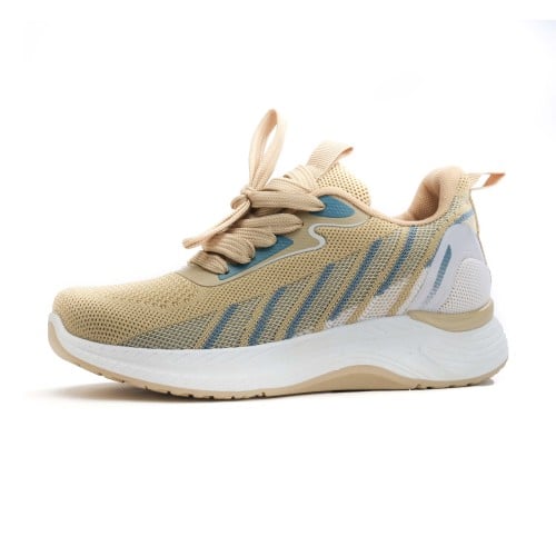 حذاء رياضي بلون بيج وابيض وازرق