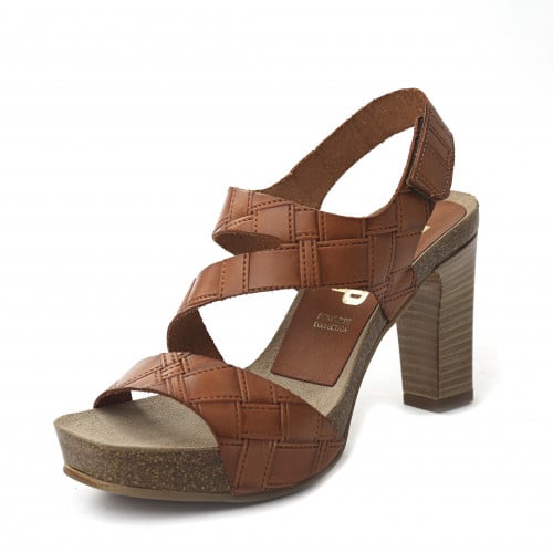 صندل كعب جلد بلون بني -Penelope