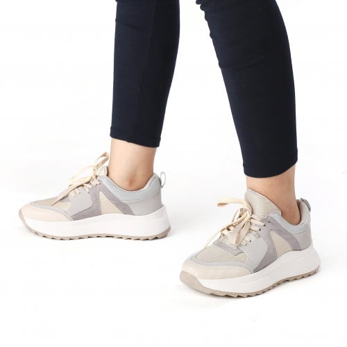 حذاء رياضي بيج ورمادي- OTTIMO