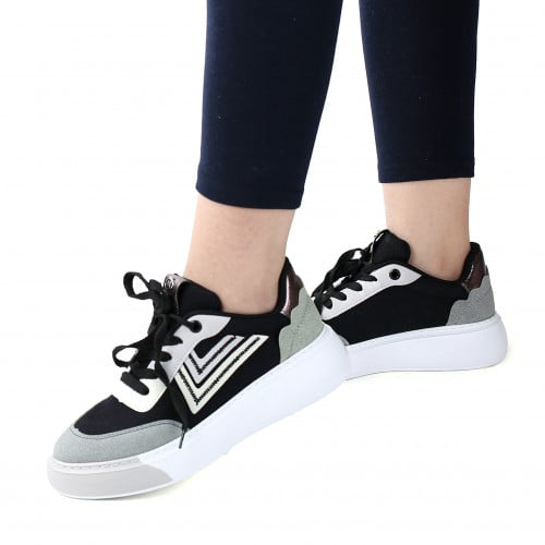 حذاء رياضي اسود ورمادي وابيض- OTTIMO