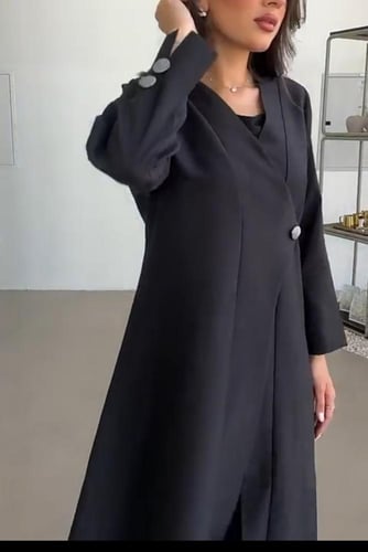 عبايه عمليه قصة انيقه بقماش كتان