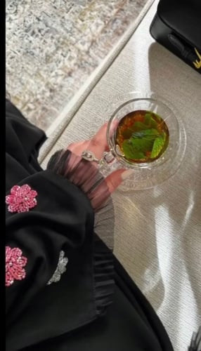 عبايه كريب ملكي،، شك يدوي