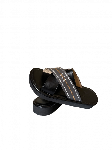 صندل رجالي بدون اصبع اسود - رمادي