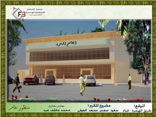 تصميم مخططات واستخراج رخصة انشاء دورين وملحق تجاري