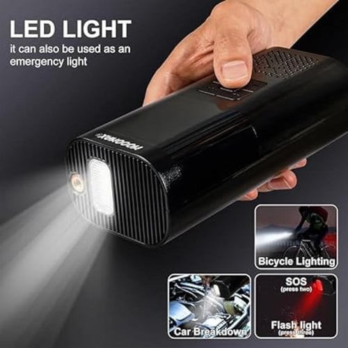 ضاغط هواء بمضخة محمولة للسيارات مع شاشة LED وضوء ف...