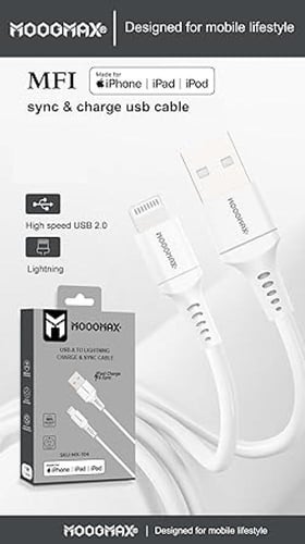 كيبل شحن ومزامنة الى USB-A معتمد من ابل (ام اف اي)...