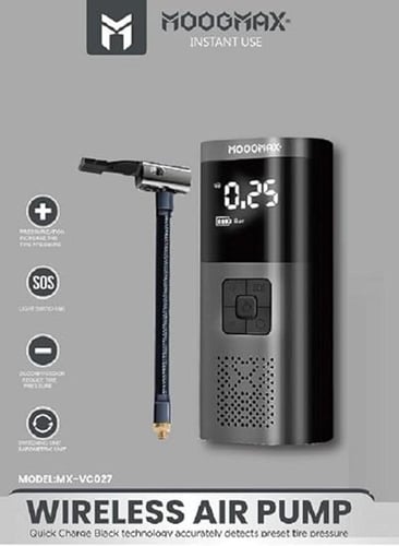 ضاغط هواء بمضخة محمولة للسيارات مع شاشة LED وضوء ف...