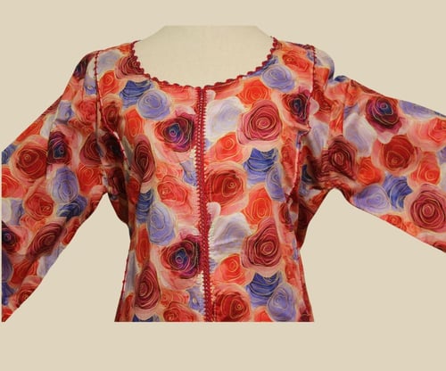 جلابية قطن تطريز يدوي قيطان