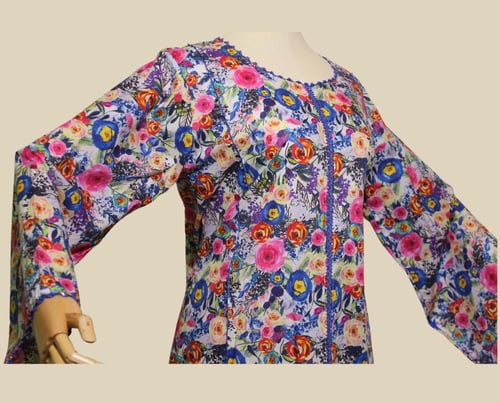 جلابية قطن تطريز يدوي قيطان