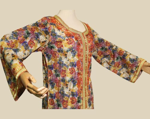 جلابية قطن تطريز يدوي قيطان