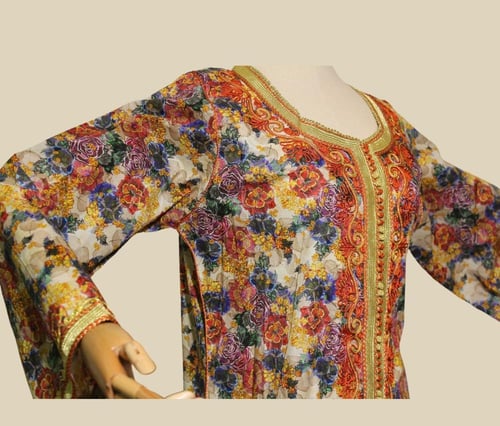 جلابية قطن تطريز يدوي قيطان