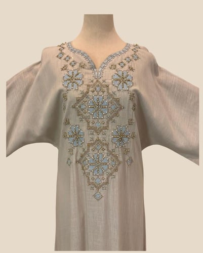 جلابية لينن تطريز يدوي