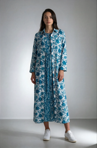 جلابية قطن مطرز قطعتين