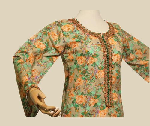 جلابية قطن تطريز يدوي قيطان