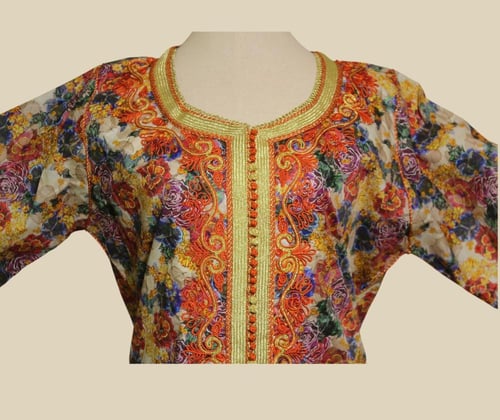 جلابية قطن تطريز يدوي قيطان