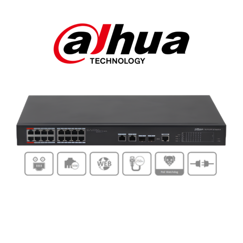 سويتش Dahua 16 منفذ PoE مُدار PFS4218-16ET-240 بمي...