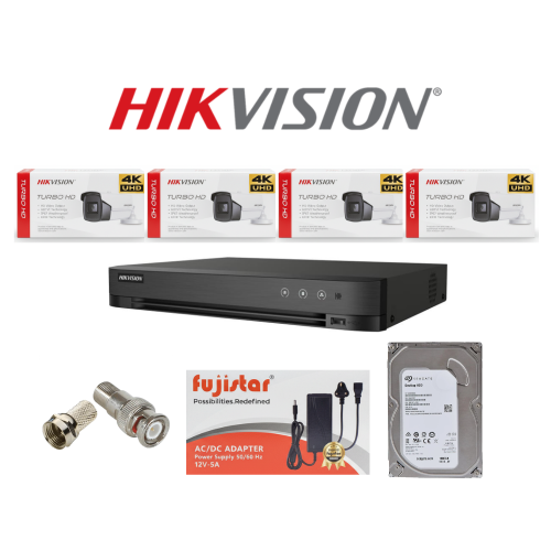 HIKVISION بكج كاميرات مراقبة يتكون من 4كاميرات بدق...