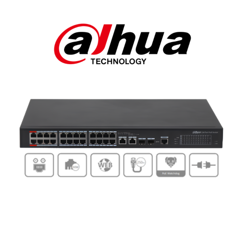 سويتش Dahua 24 منفذ PoE مُدار PFS4226-24ET-240 بمي...